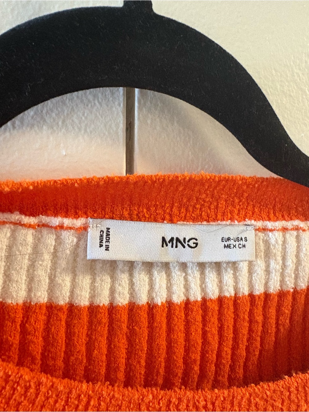 Mango Orange and White Striped Ribbed Top - Picture 2 of 3
